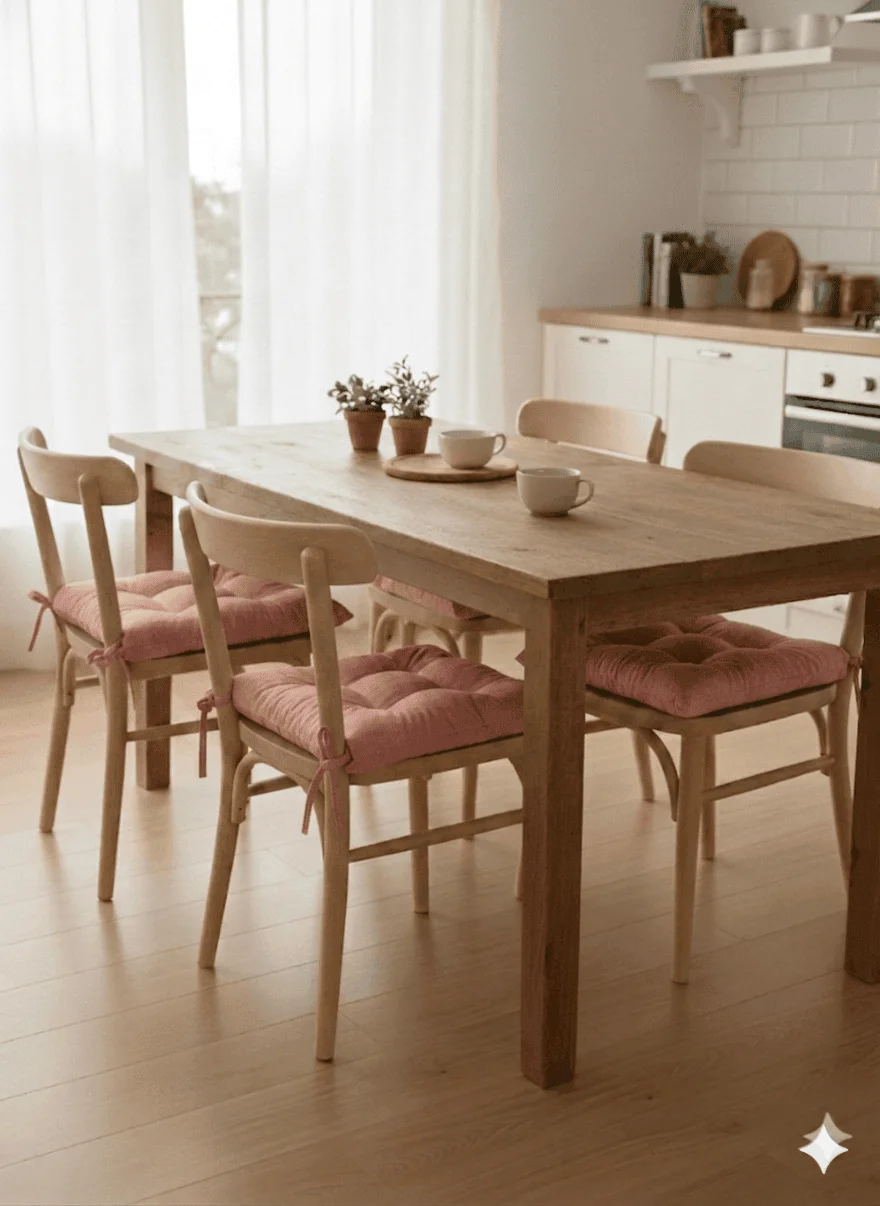 4'lü Bahçe, Balkon, Salon Sandalye Minderi, Bağcıklı