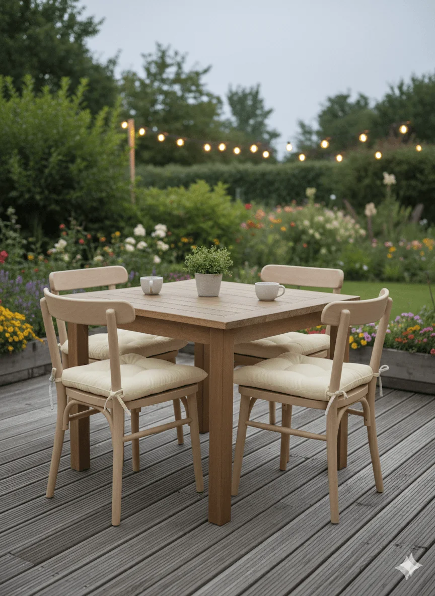 6 Adet Sandalye Minderi, Bağcıklı, 40x40 Ebatında